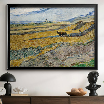 Enclosed Field with Ploughman-Vincent van Gogh-Framed Gallery Wrapped Canvas-1889