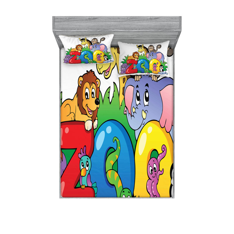 Multicolore drap-housse et coussin décoratif Ambesonne, Ensemble de draps pour très grand lit + 5 pièces