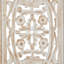 Panneau mural rectangulaire en bois de manguier fabriqué à la main avec une sculpture complexe, blanc et brun