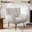 Fauteuil à oreilles moderne rembourré pour le salon / la chambre à coucher, velours côtelé blanc-1329363515