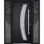 Porte d'entrée extérieure prémontée en acier Deux 6500 Noir, 2 fenêtres latérales extérieures, inserts en acier inoxydable, style moderne, peinte - L 14 + 36 + 14 x H 80 - Ouverture à droite vers l'intérieur-111445119-111445120-111445118