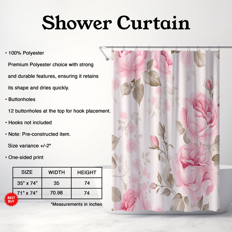 Chic Flower - Premium Shower Curtain, 74"H x 71"W