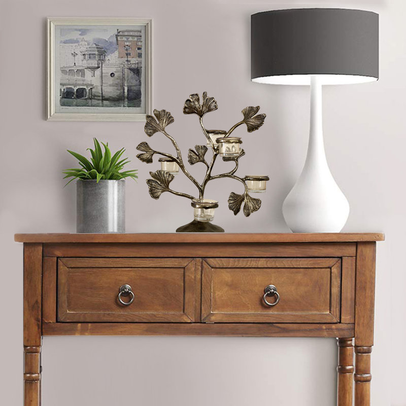 Bougeoir 13,39 po H Gingko pour décoration de table de Noël