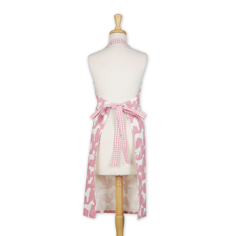 No Pattern Cotton Bib Apron, Pink
