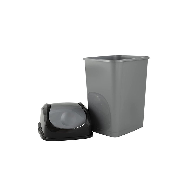 Plastic Swing Top Trash Can, Gray