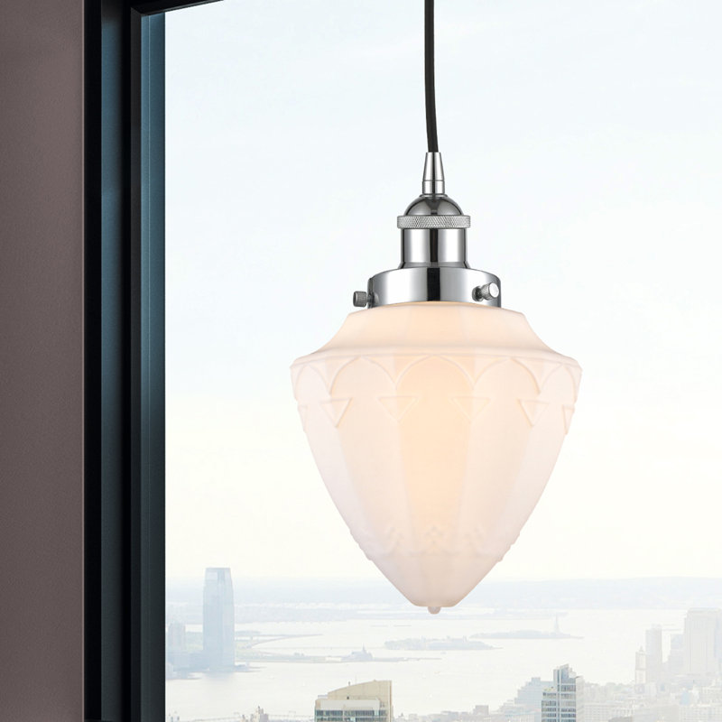 Lakashia 1 - Light Single Pendant, 11.75" H x 7" W x 7" D, Polished Chrome, Matte White