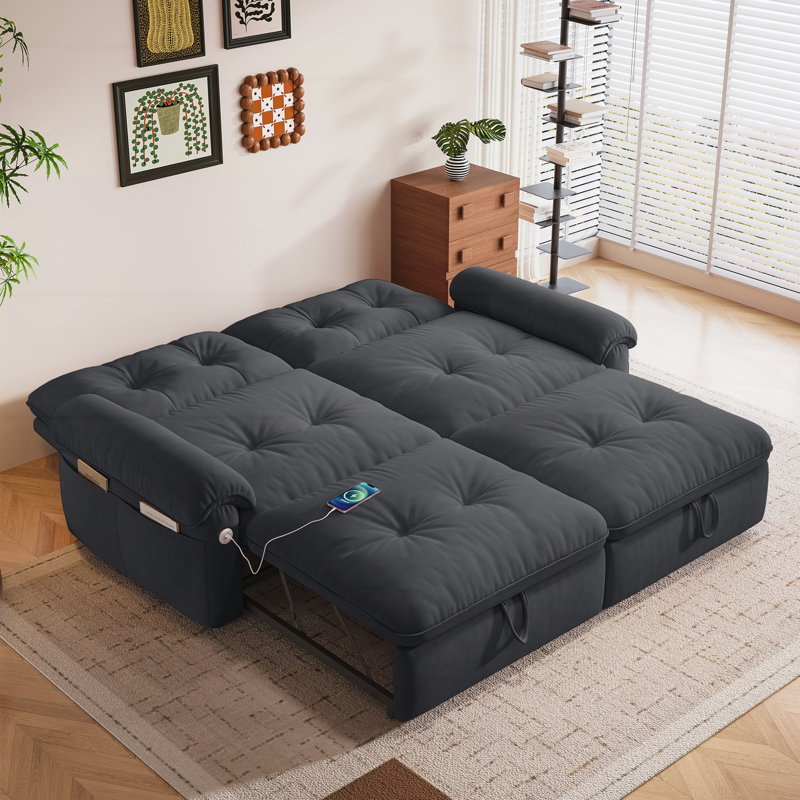 Canapé en tissu Mid-Century, Tissu gris