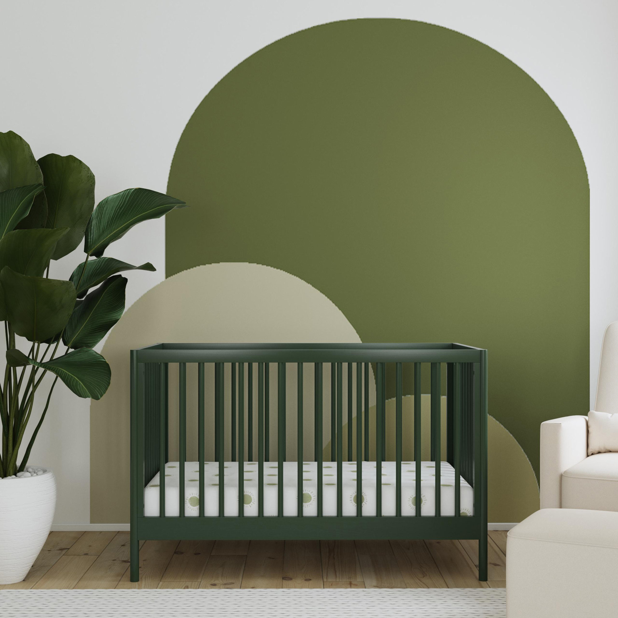 Birdie 3 in 1 Convertible Crib, Forest Green