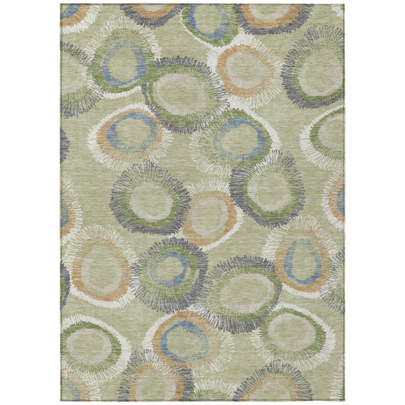 Machine Washable Indoor/Outdoor Corbin ACN2278 Geometric Rug, Rectangle 8' x 10'