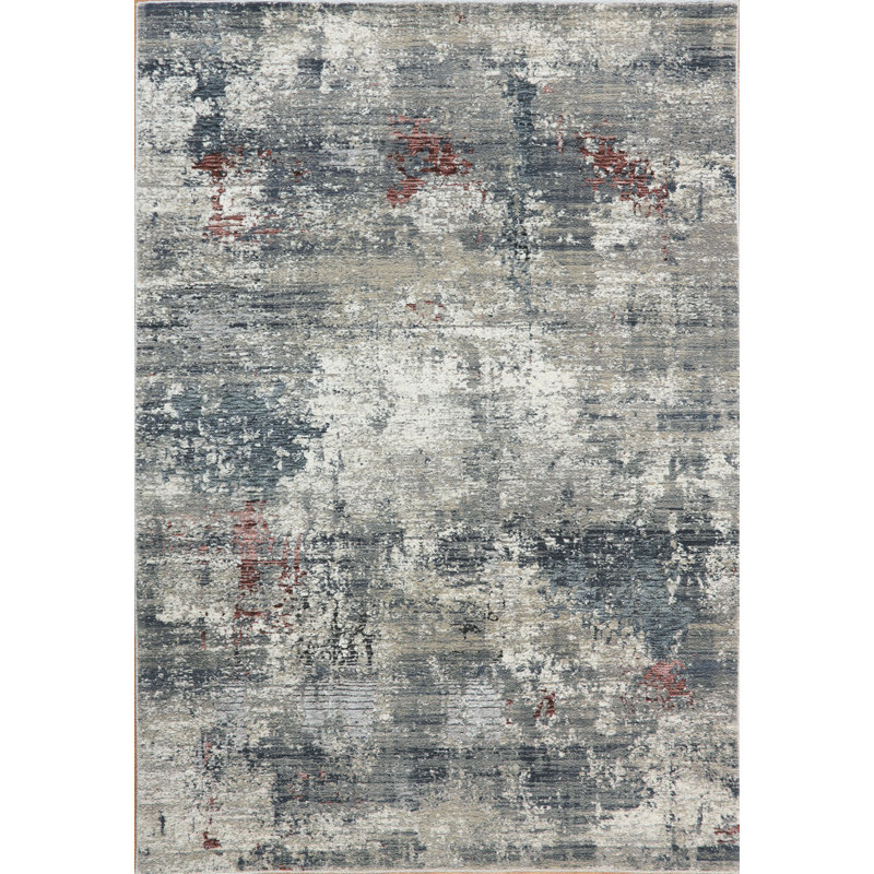 Tapis gris / bourgogne Rademacher, Rectangulaire 9 pi 6 po x 13 pi 1 po