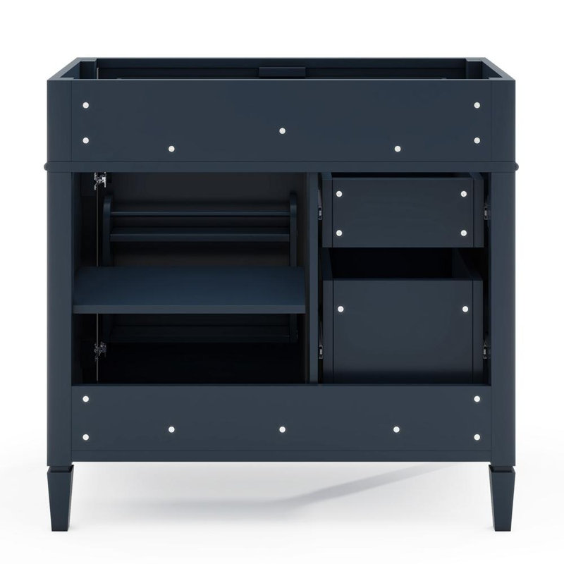 Meuble-lavabo de salle de bain sans lavabo, Bleu, Or