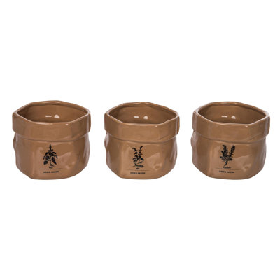Ceramic Herb Seed Bag Set of 3 Home Decorations Spring