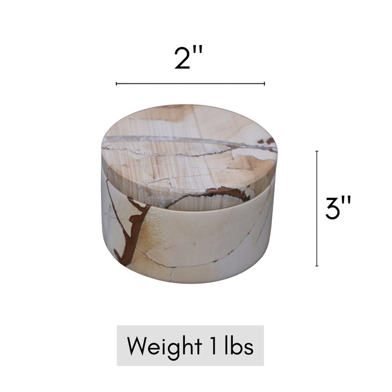 Round Marble Keepsake Box - Teak