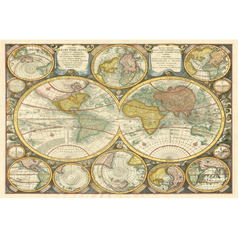 " Antique World Globes ", 8" H x 12" W x 1" D
