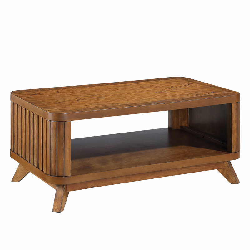 Table basse rectangulaire simple 41,5 po avec tablette de rangement ouverte Dralith, Brun