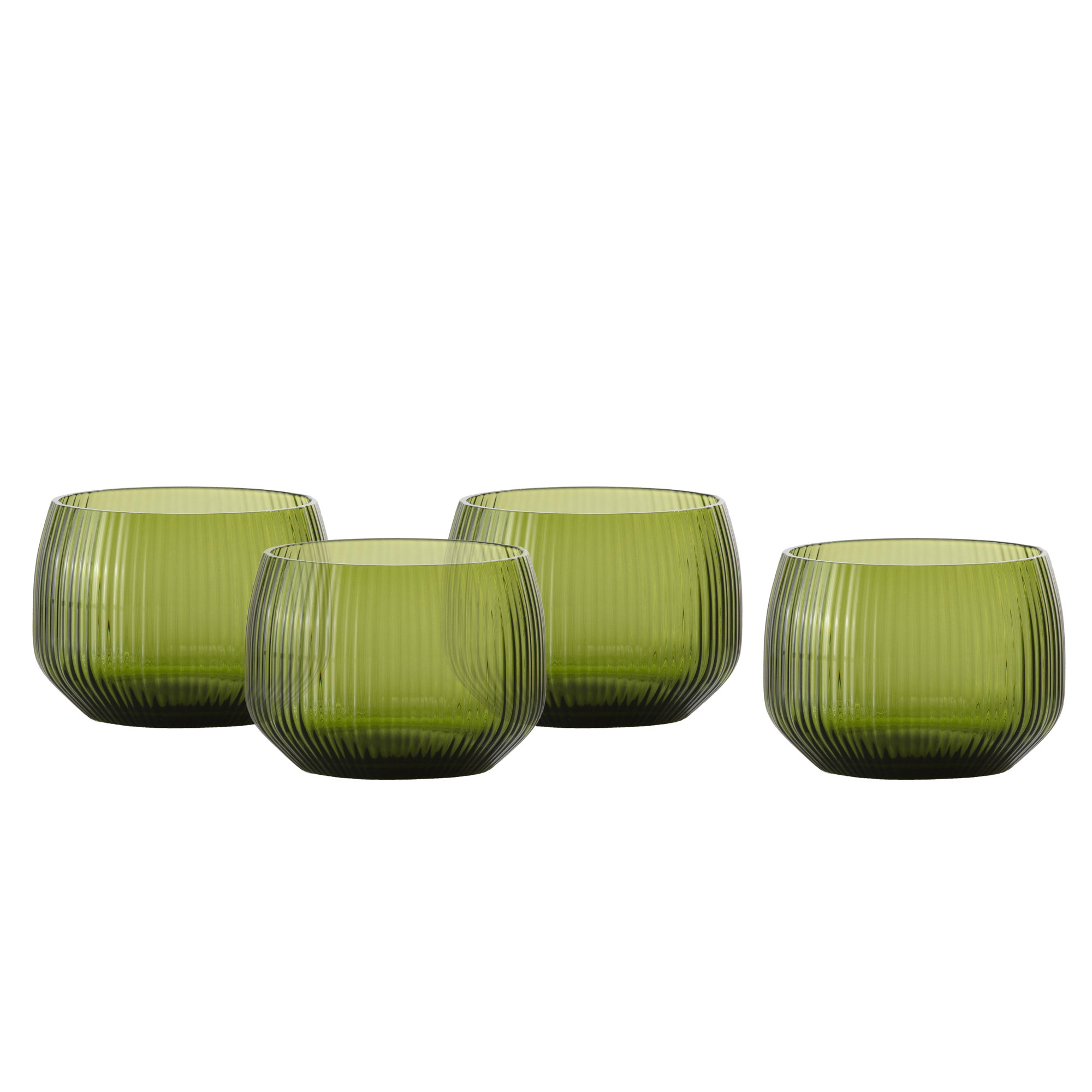 Fortessa Estiva Glass, 17.5 Ounce Tall Tumbler (Set of 4), Textured Clear, 9.5 fl oz, Textured Palm Green