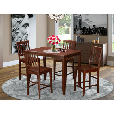 Counter Height Rubberwood Solid Wood Dining Set