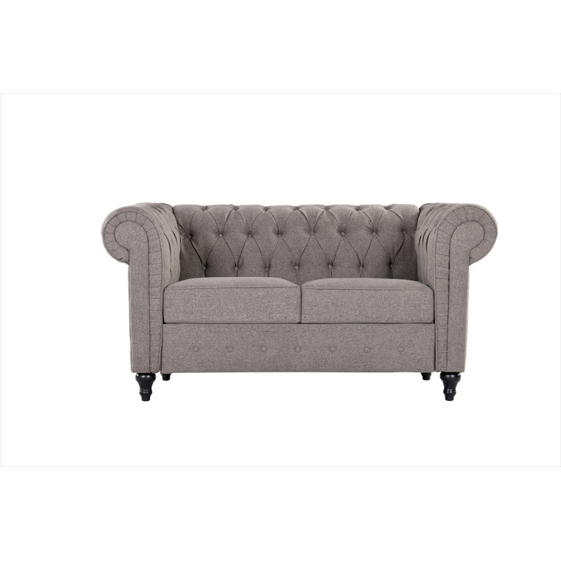 Causeuse Chesterfield en lin 61,8 po Teressa, Brun