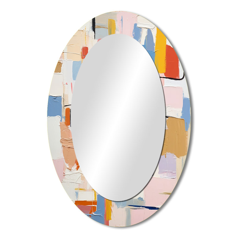 Ephemeral Thoughts Of Colorfields I - Large Oval Wall Mirror On Metal, 36" x 24"