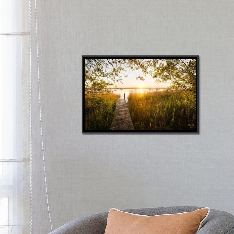 " Golden View " by Stefan Hefele, 18" H x 26" W x 1.5" D, Black Framed Canvas, No Mat