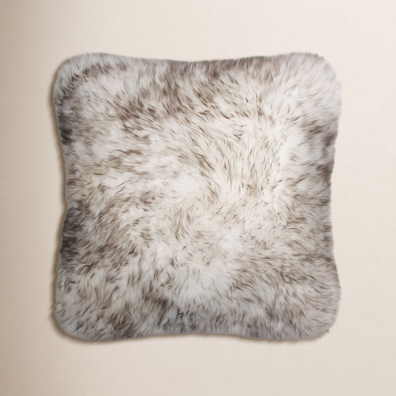 Fieldman Leather Reversible Throw Pillow, Wolf Brown Tip, 18" x 18"