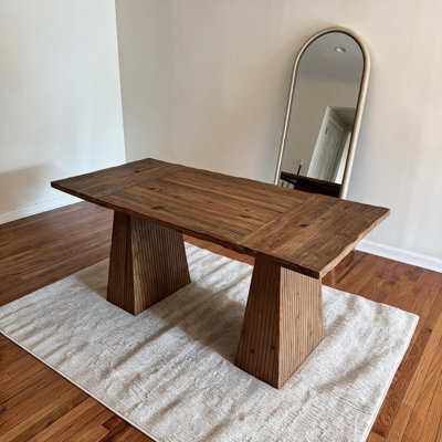 Table de salle à manger rectangulaire en bois massif de 62,99 pouces