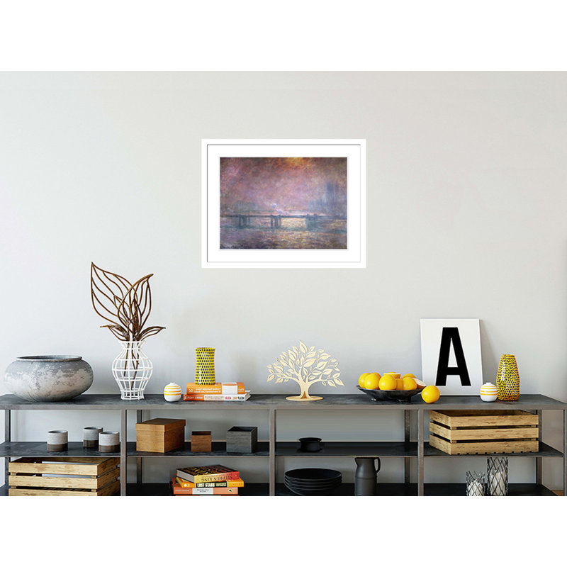«The Thames at Charing Cross» par Claude Monet, impression giclée encadrée, H 23,12 po x l 29,5 po