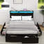Base de lit double avec tête de lit et station de charge - lit plateforme à 6 tiroirs, lumières DEL, ports USB, aucun sommier requis, assemblage facile-1210152368