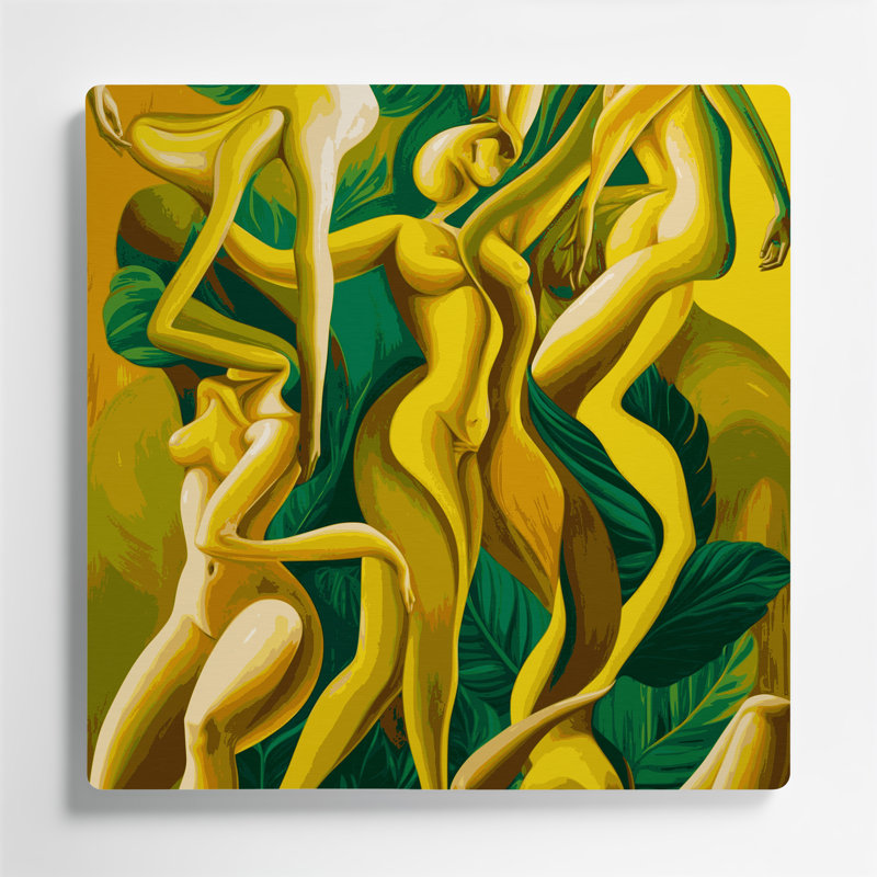 Abstrait art figuratif en métal vert 73, H 12 po x l 12 po