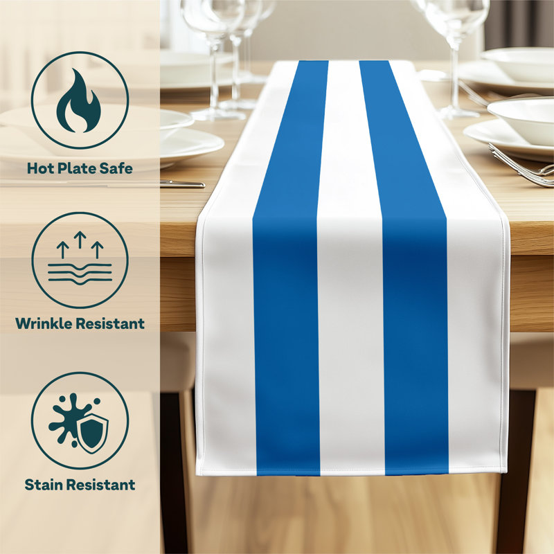 Royal Striped Table Runner 108" x 14", 108" L x 14" W, White