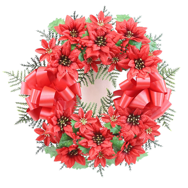 Faux Poinsettia 18'' Wreath