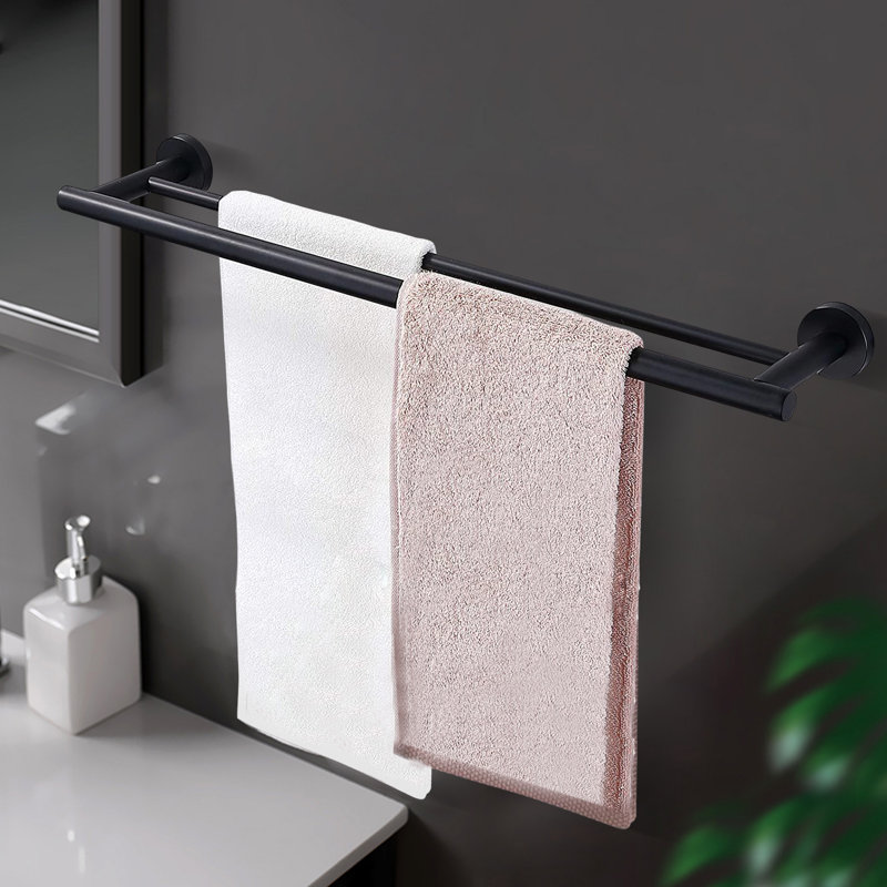 Barre à serviettes murale 23,6 po, Noir mat
