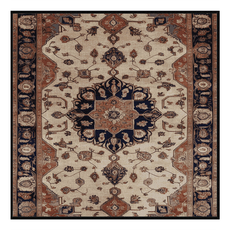 Machine Washable Persian Brown Area Rug, Square 4'