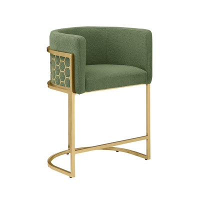 Upholstered Barstool (29") & Counterheight (24") With Teddy Fabric And Honey Comb Back Design