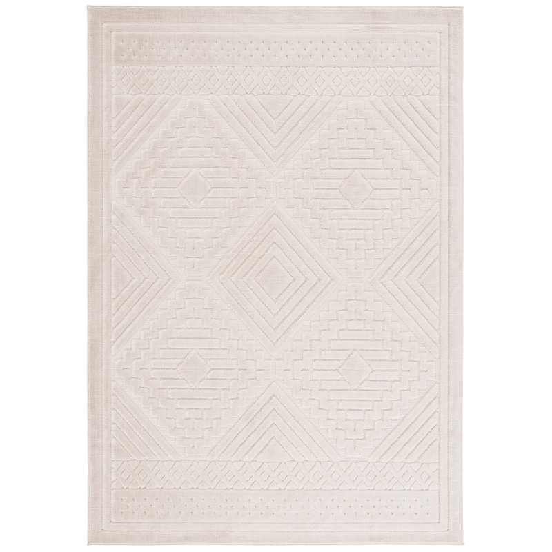 Selena Beige Geometric 4' x 6' Synthetic Area Rug