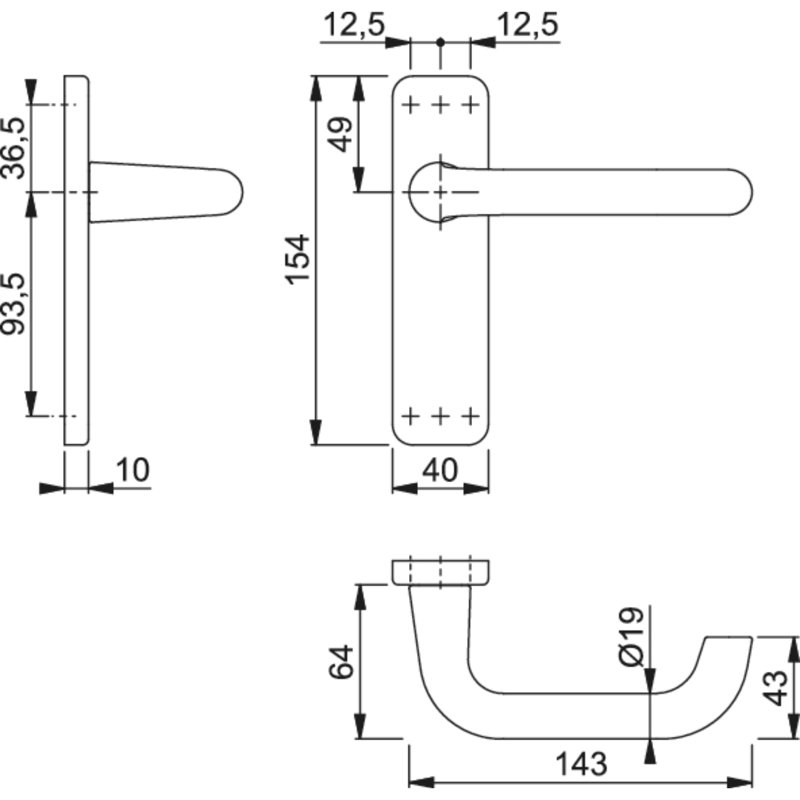 Amanullah Right Door Handle, Aluminium Sliver