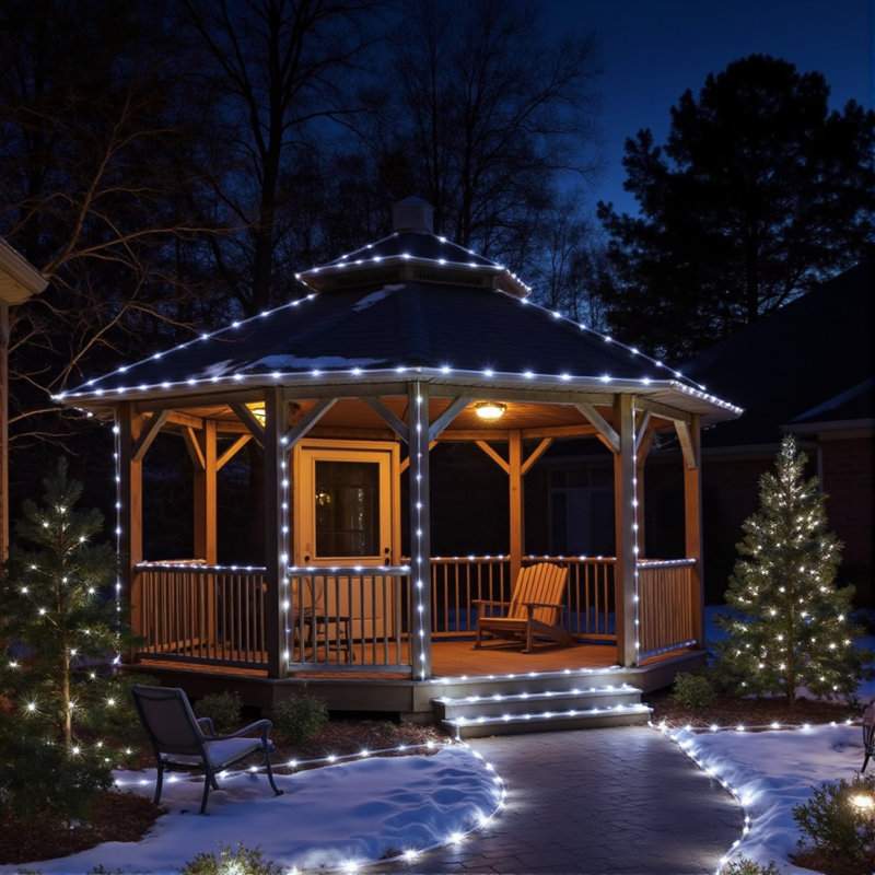 33Ft Solar Christmas Rope Lights Outdoor, 200 Led Cool White Clear Wire Lights With 8 Modes, Waterproof Rope Lights For Fence, Patio, Garden, Yard Decor