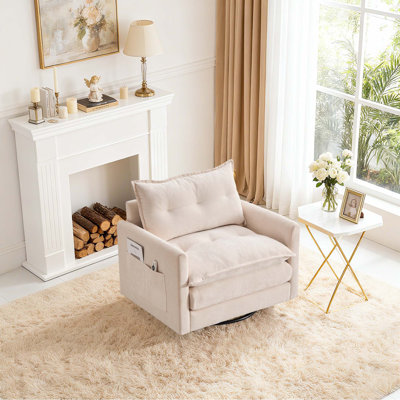 36" Chenille Upholstered Swivel Armchair