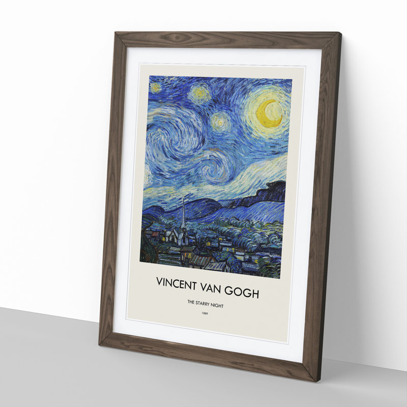 The Starry Night by Vincent Van Gogh - Framed Print, Walnut Framed, 48cm H x 36cm W x 2cm D