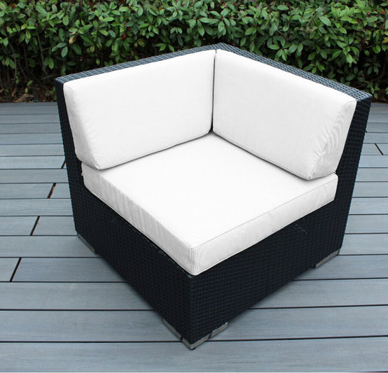 Billyjo Wicker Outdoor Lounge Chair, Canvas Natural Sunbrella® Canvas, Black