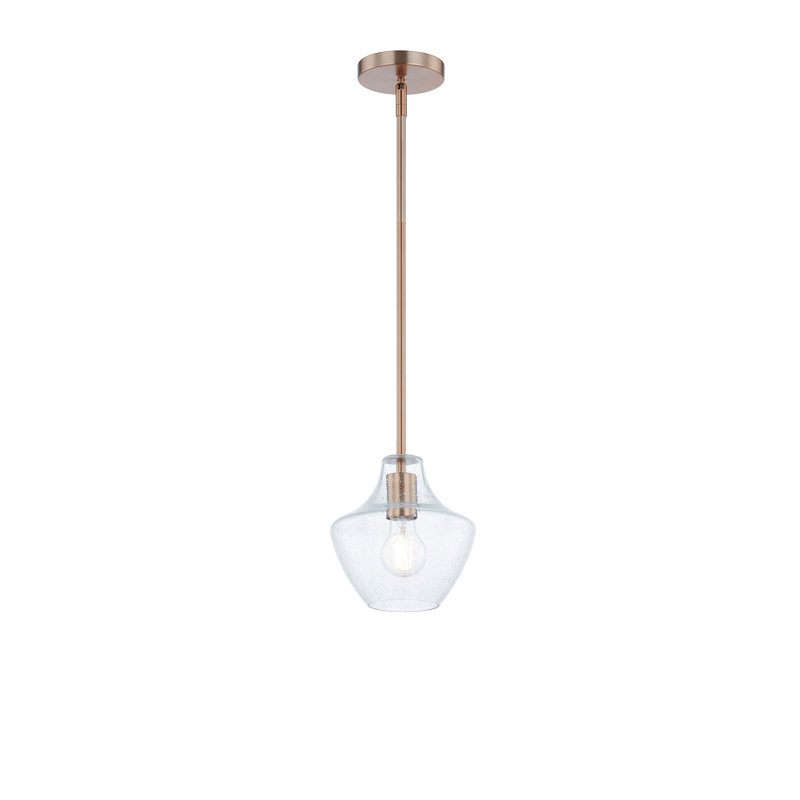 Fusion - luminaire suspendu 1 lumière Harlow, Laiton brossé, H 7,5 po x l 7,5 po x P 7,5 po