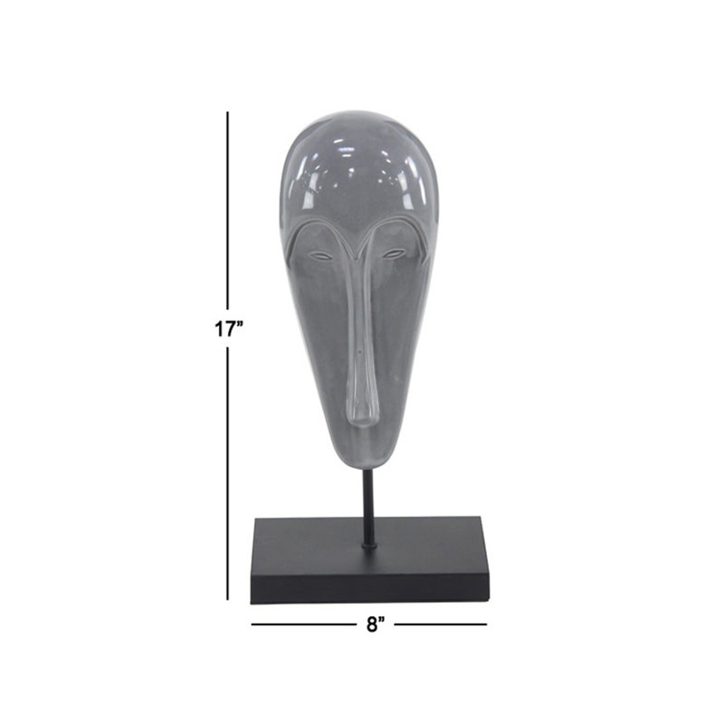 Sculpture de masque modern Helmuth, H 17 po x l 8 po x P 7 po