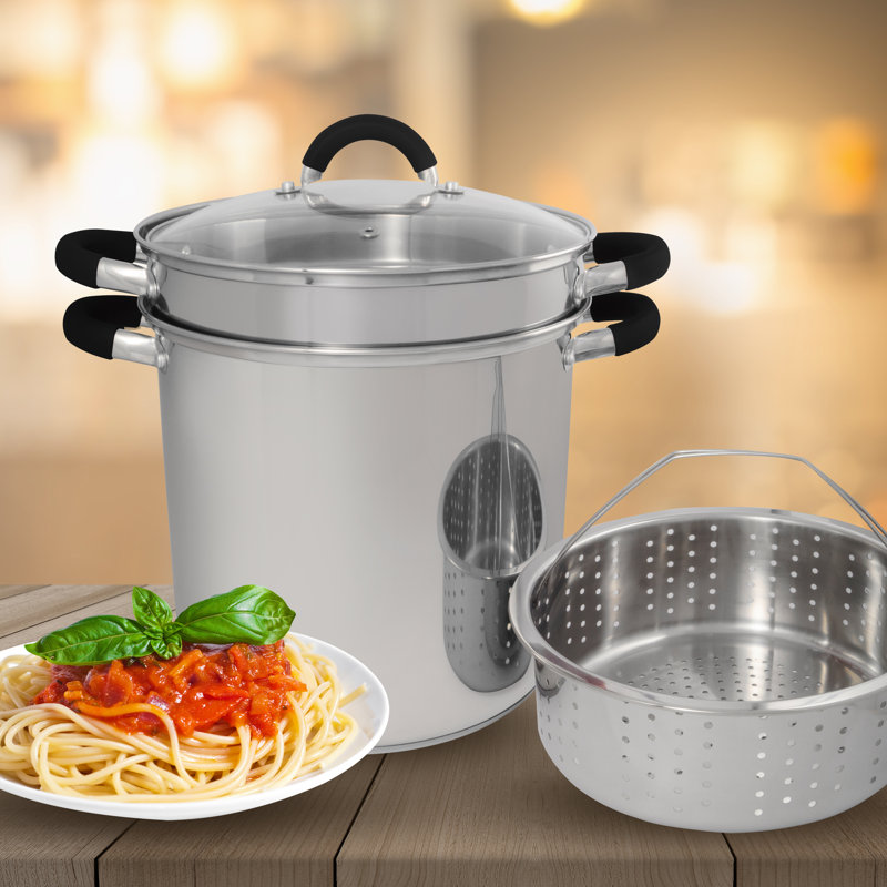 Cook Pro Stainless Steel Steamer Pot, 8 Qt., Black