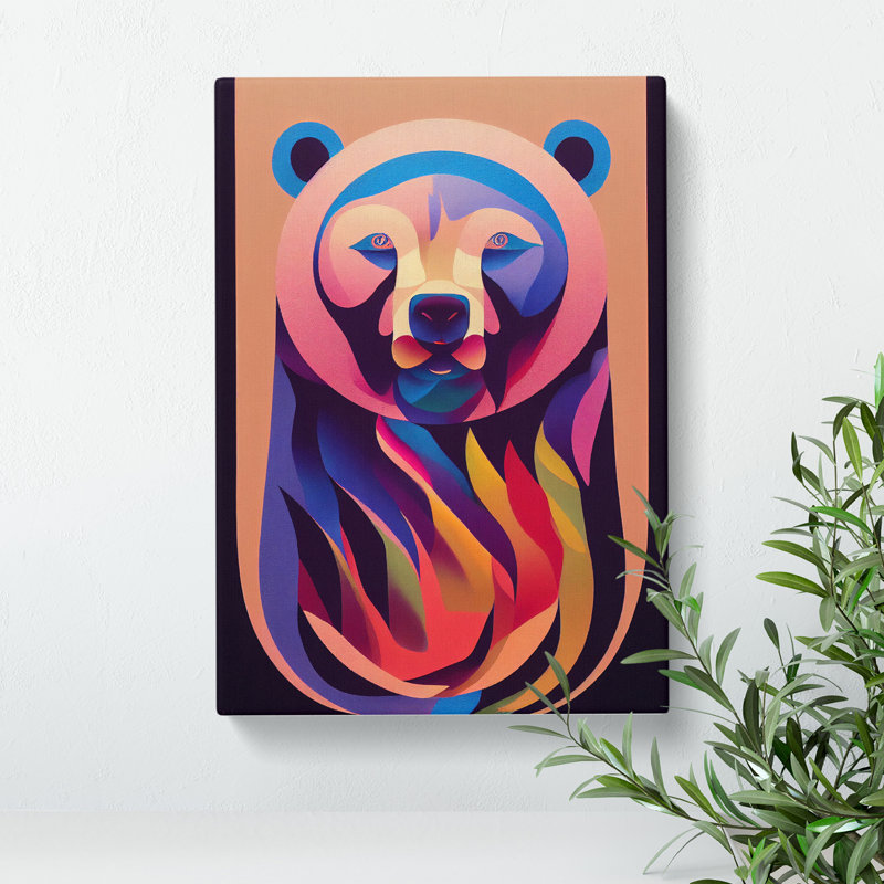 Flaming Bear Abstract - Wrapped Canvas Print, 50cm H x 35cm W x 3cm D