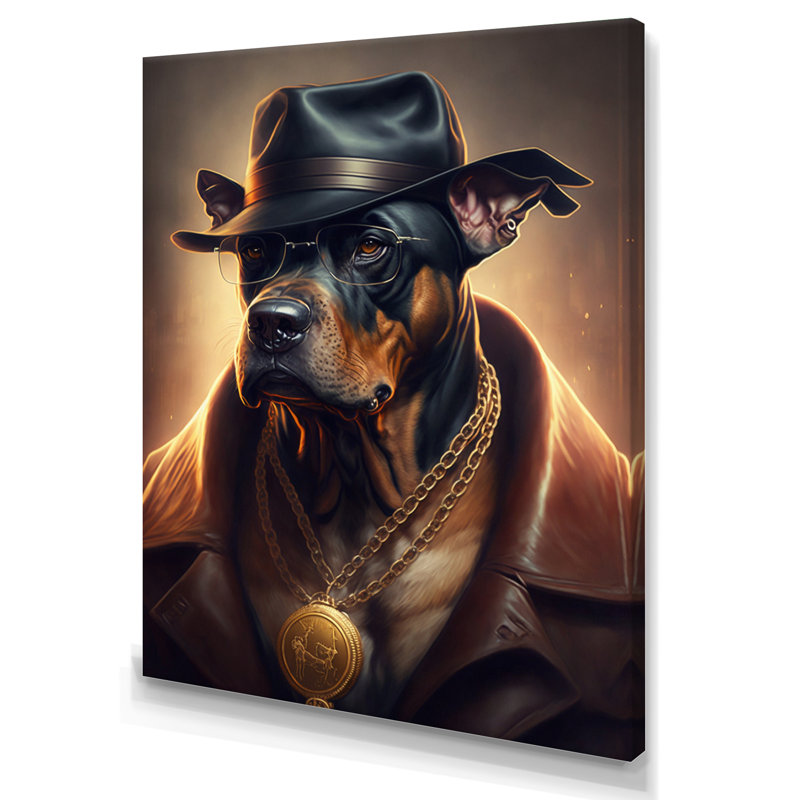 «Mafia Dog III», impression sur toile, H 20 po x l 12 po x P 1 po, Toile tendue