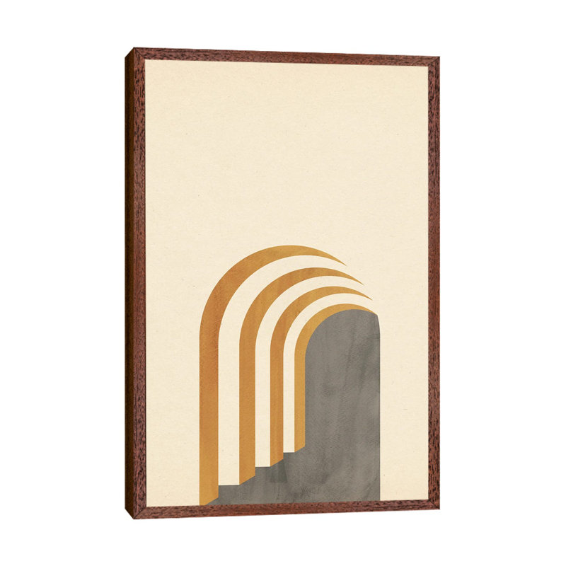 Abstract Architecture 1 Piece Painting on Canvas, 66.04cm H x 45.72cm W x 3.81cm D, Classic Brown Wood Framed
