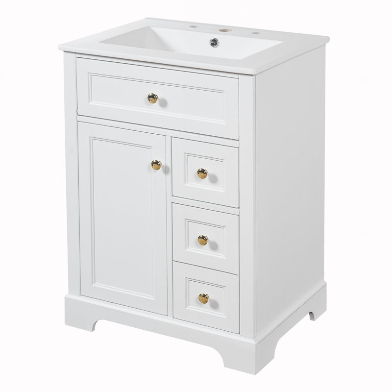 Meuble-lavabo de salle de bain avec lavabo, Blanc