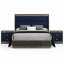 Ensemble de chambre pour grand lit, gris cendré, bleu indigo, bois chromé, ensemble de 3 pièces avec 2 tables de chevet-131006795