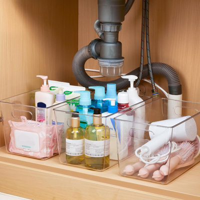 10 Pack Clear Pantry Organizer Bins, Plastic Containers With Handle For Kitchen,Freezer,Cabinet,Closet,Bathroom Under Sink Storage