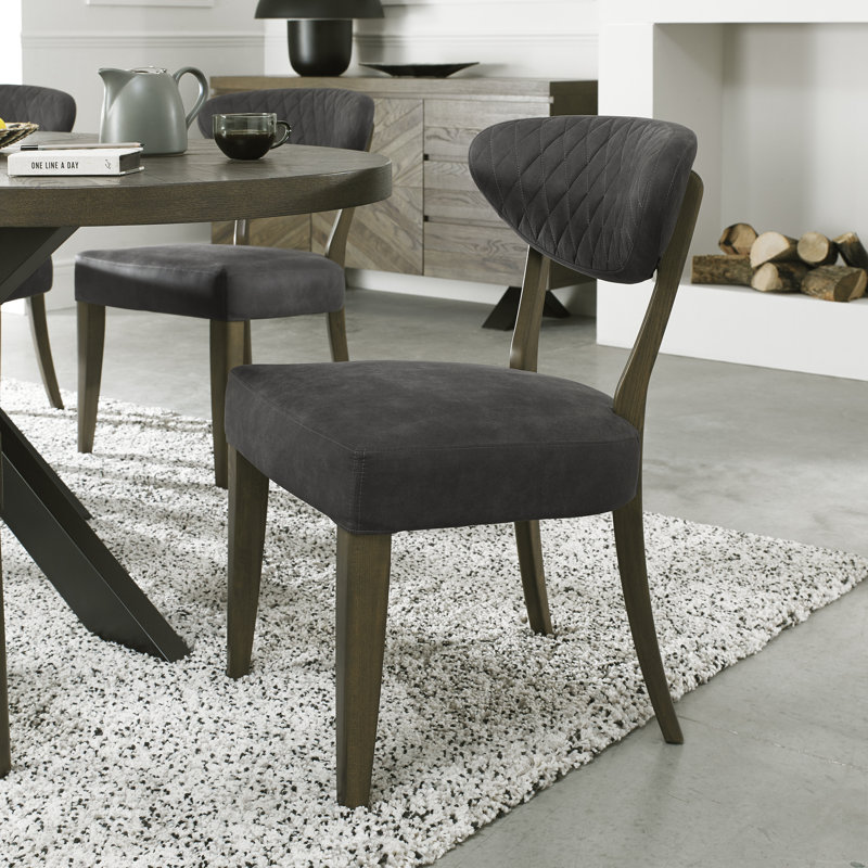 Maestas Side Chair in Dark Grey, Fumed Oak